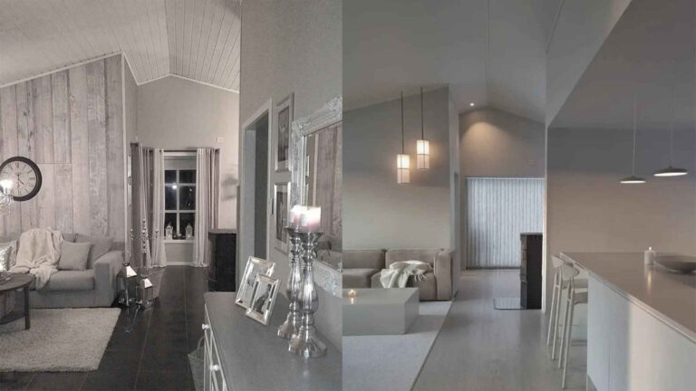 FØR/ETTER: Slik så det ut før Linda pusset opp huset med glatte takplater fra Premium Ceiling.