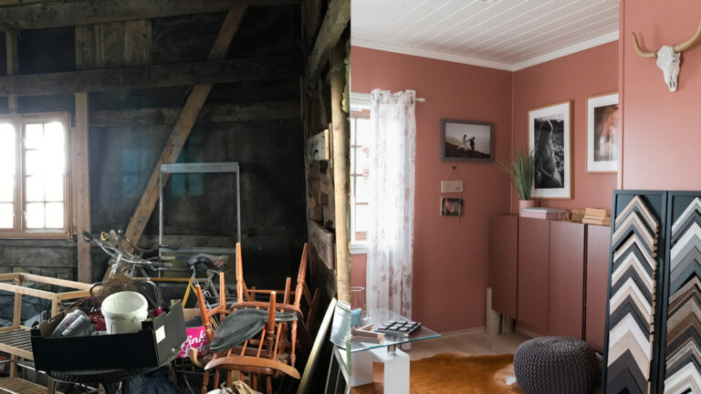 FRA SLITT TIL MODERNE: Junes nye fotostudio består av selve studioet, samt kontor og visningsrom. Hu